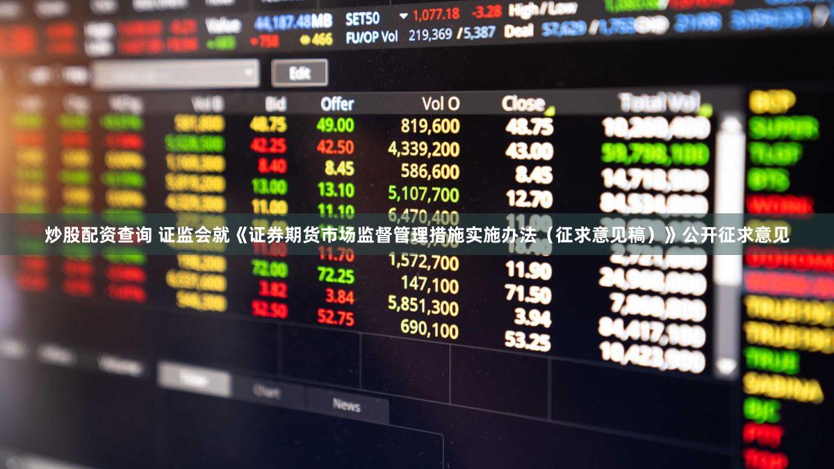 炒股配资查询 证监会就《证券期货市场监督管理措施实施办法（征求意见稿）》公开征求意见