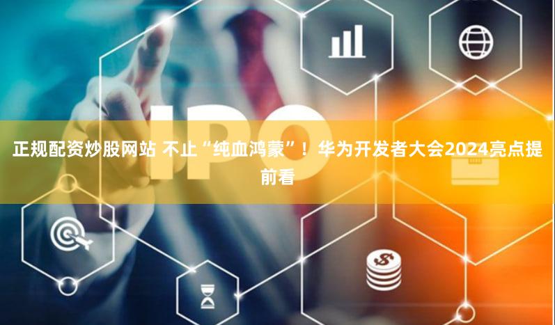 正规配资炒股网站 不止“纯血鸿蒙”！华为开发者大会2024亮点提前看